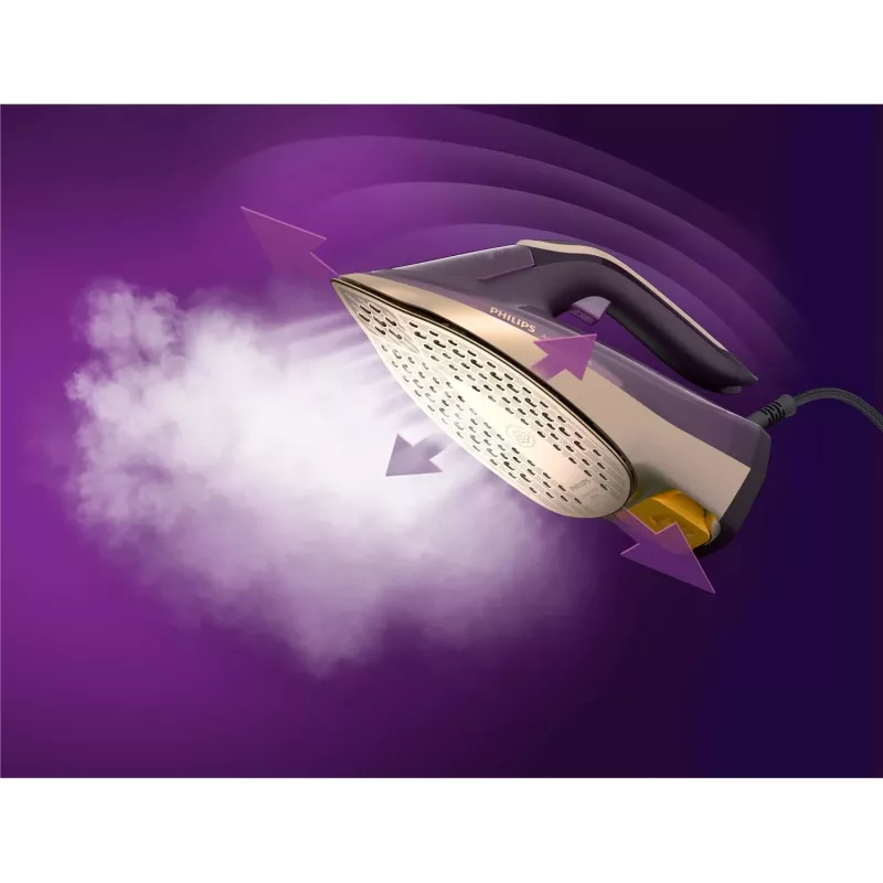 Philips DST8040/30 Azur 8000 Series naparovacia žehlička, 3000 W, nádržka 0,35 L, žehliaca plocha SteamGlide Elite, vertikálna para, 80 g/min, parný ráz 260 g/min, tmavofialová