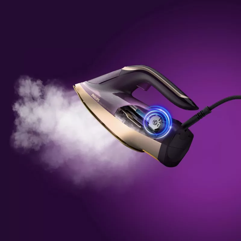 Philips DST8040/30 Azur 8000 Series naparovacia žehlička, 3000 W, nádržka 0,35 L, žehliaca plocha SteamGlide Elite, vertikálna para, 80 g/min, parný ráz 260 g/min, tmavofialová