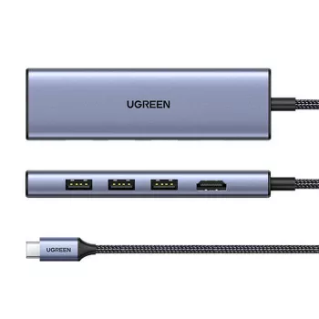 USB Type-C hub UGREEN 20956A s HDMI a USB 3.0, 5 Gbit/s, 4K 3840x2160, strieborný