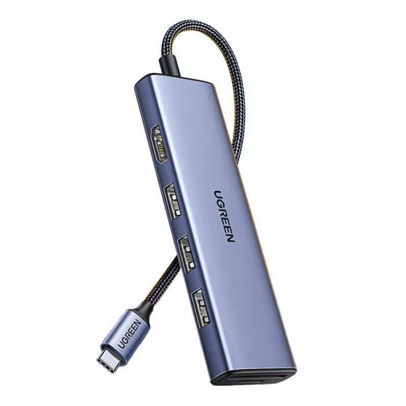USB Type-C hub UGREEN 20956A s HDMI a USB 3.0, 5 Gbit/s, 4K 3840x2160, strieborný