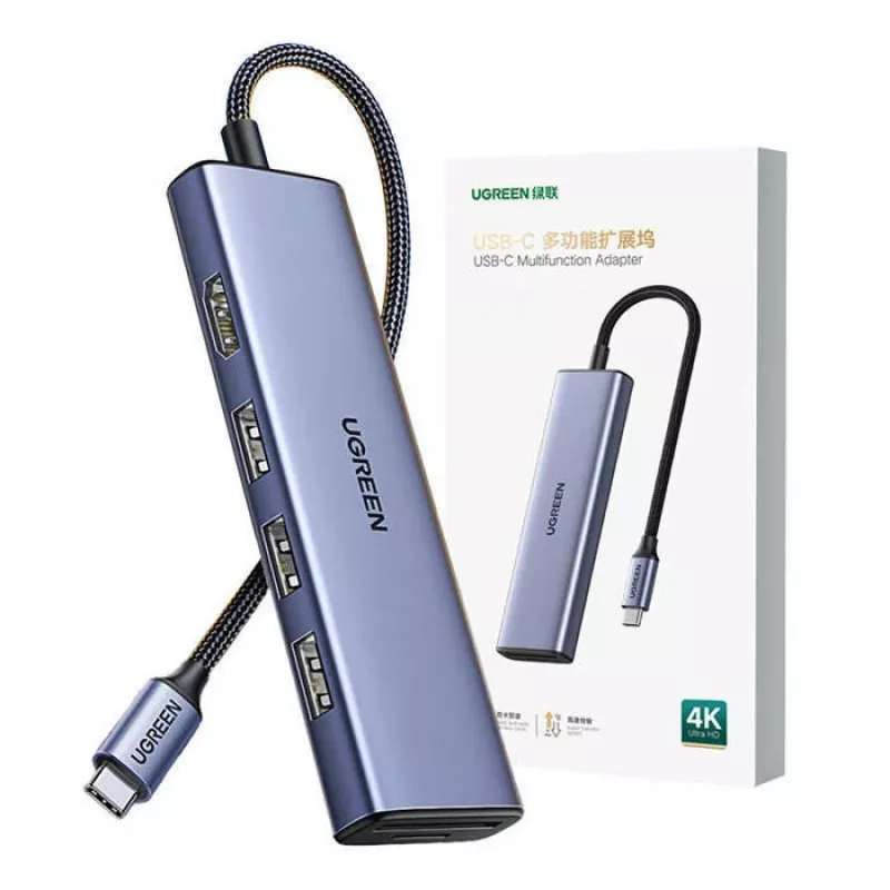 USB Type-C hub UGREEN 20956A s HDMI a USB 3.0, 5 Gbit/s, 4K 3840x2160, strieborný