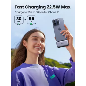 Powerbank UGREEN 35338, 5000 mAh, sivá, prenosná batéria pre smartfóny, výstup pre jedno zariadenie