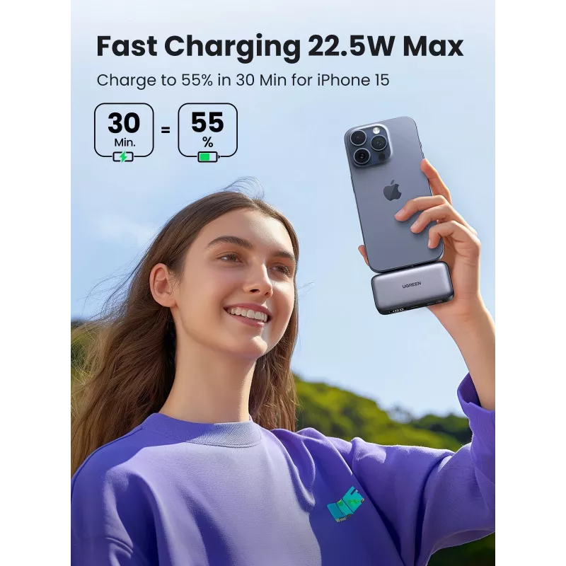 Powerbank UGREEN 35338, 5000 mAh, sivá, prenosná batéria pre smartfóny, výstup pre jedno zariadenie