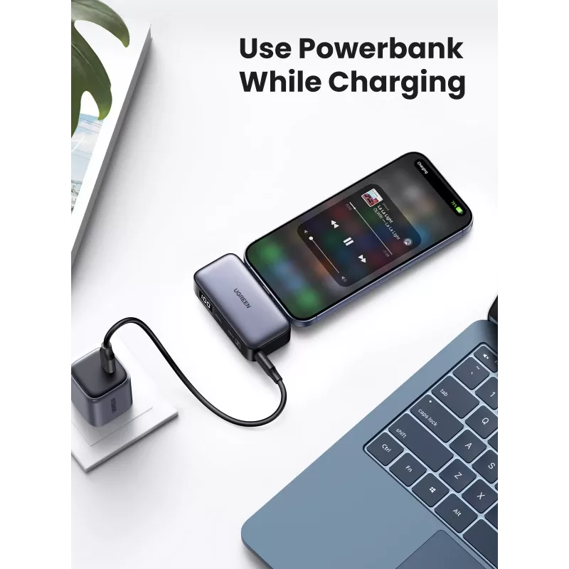 Powerbank UGREEN 35338, 5000 mAh, sivá, prenosná batéria pre smartfóny, výstup pre jedno zariadenie