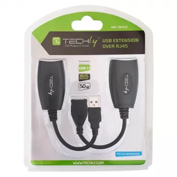 Techly IUSB-EXTENDTY5 USB predlžovač cez Cat.5e/6 kábel do 50 m, USB Type-A na RJ-45, USB 1.1, bez napájacieho zdroja, čierny
