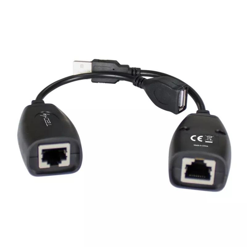 Techly IUSB-EXTENDTY5 predlžovač USB cez kábel Cat.5e/6 do 50 m, USB na RJ-45, čierny