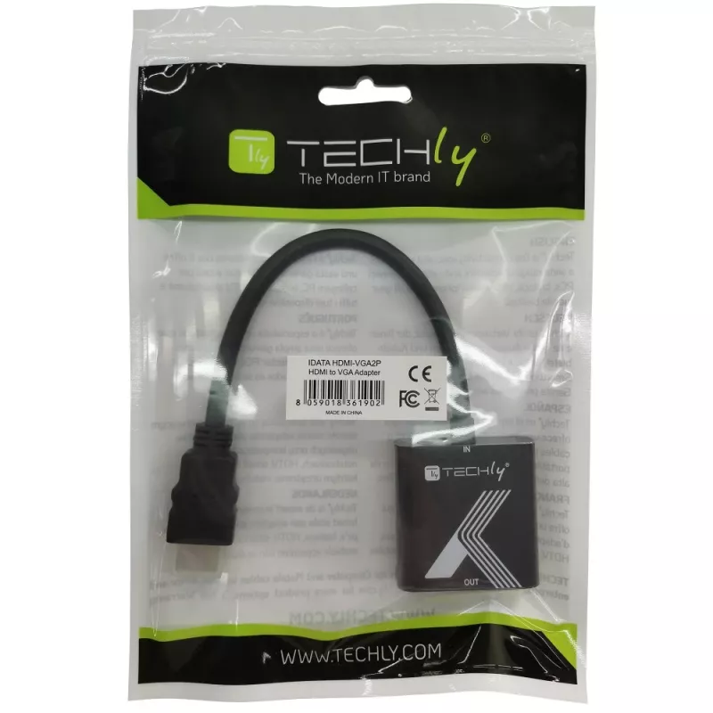 Techly káblový adaptér konvertor HDMI na VGA čierny 0,1 m 1920x1200 60 Hz