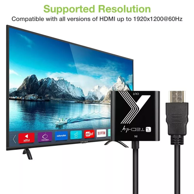 Techly káblový adaptér konvertor HDMI na VGA čierny 0,1 m 1920x1200 60 Hz