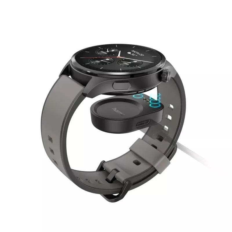 Hama Smartwatch 9000 00178627, 1,43 palca (3,63 cm) AMOLED, GPS, úložisko hudby, vodotesné, silikónový remienok, antracitové