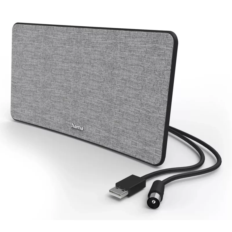Interiérová TV anténa Hama Fabric Design čierna sivá USB 2 m