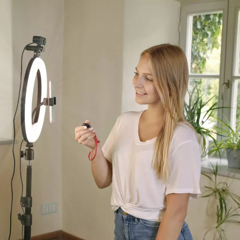 Hama SpotLight Steady 120 III 00004678 LED kruhové svetlo so statívom pre smartfón
