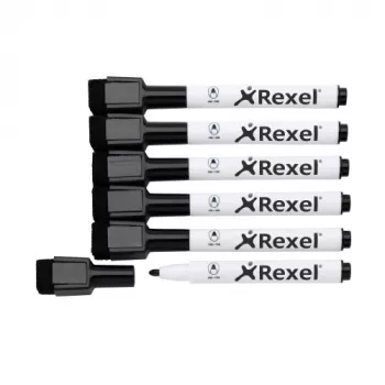 Rexel magnetické fixky na bielu tabuľu čierna 6 kusov