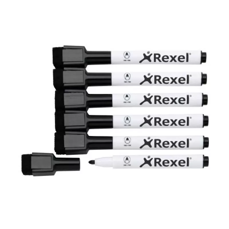 Rexel magnetické fixky na bielu tabuľu čierna 6 kusov