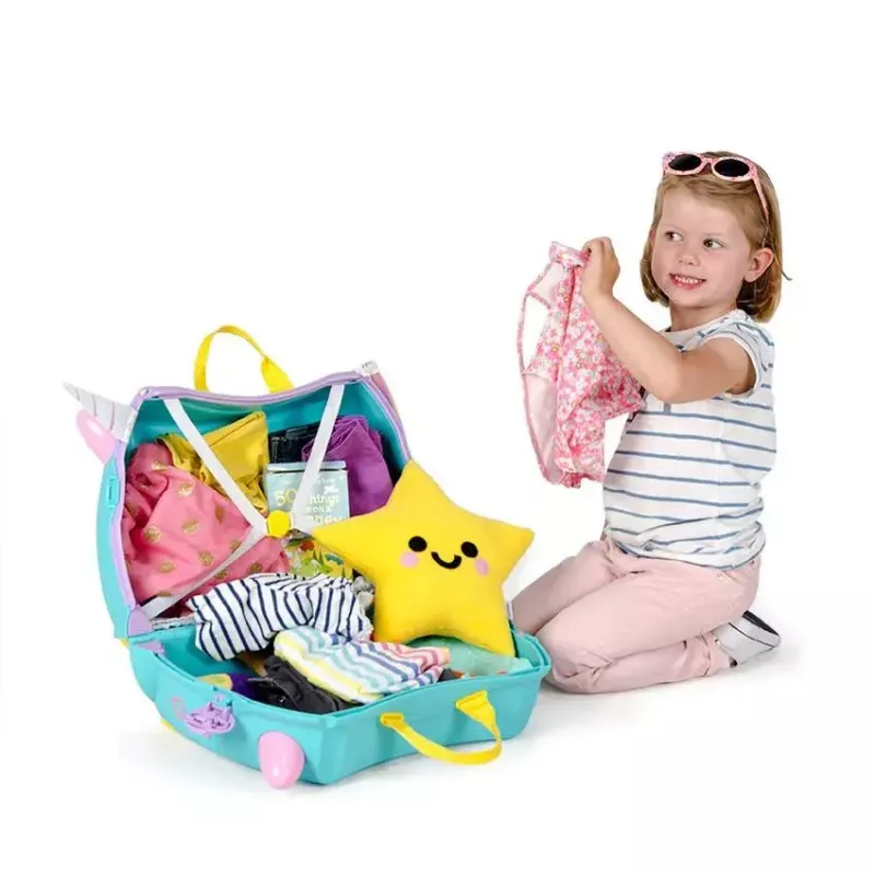 Kufrík Trunki Una jednorožec 4 kolieska 18 L ružový tyrkysový žltý