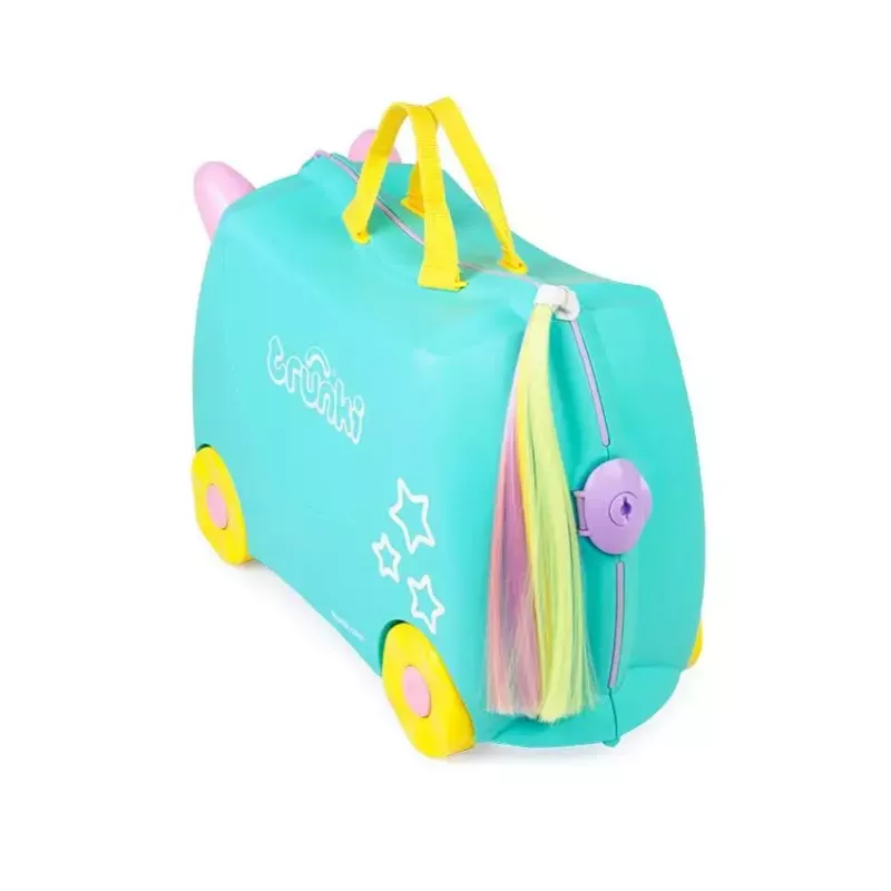 Kufrík Trunki Una jednorožec 4 kolieska 18 L ružový tyrkysový žltý