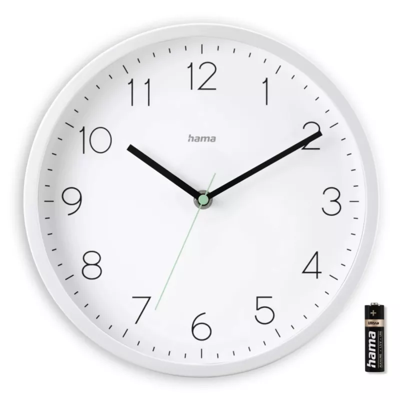 Nástenné hodiny HAMA Menorca, analógové, Ø 25 cm, biela