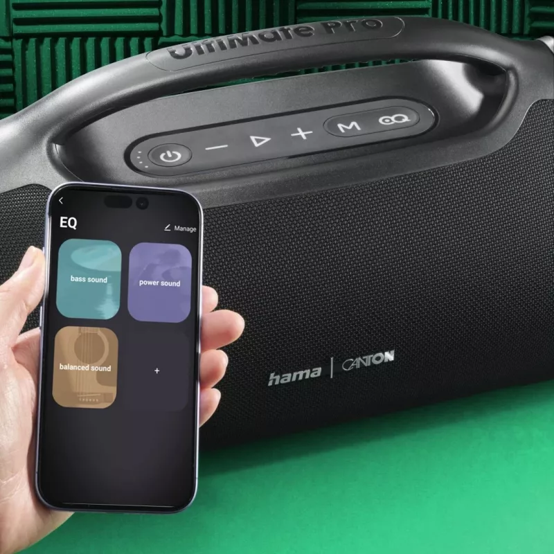 Párty reproduktor HAMA UltiMate Pro 120 W, bezdrôtový Bluetooth, vodotesný, vstavaná batéria, USB-C nabíjanie