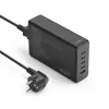 Nabíjacia stanica HAMA 201977, 240W celkom, 4× USB-C, 1× USB-A, čierna