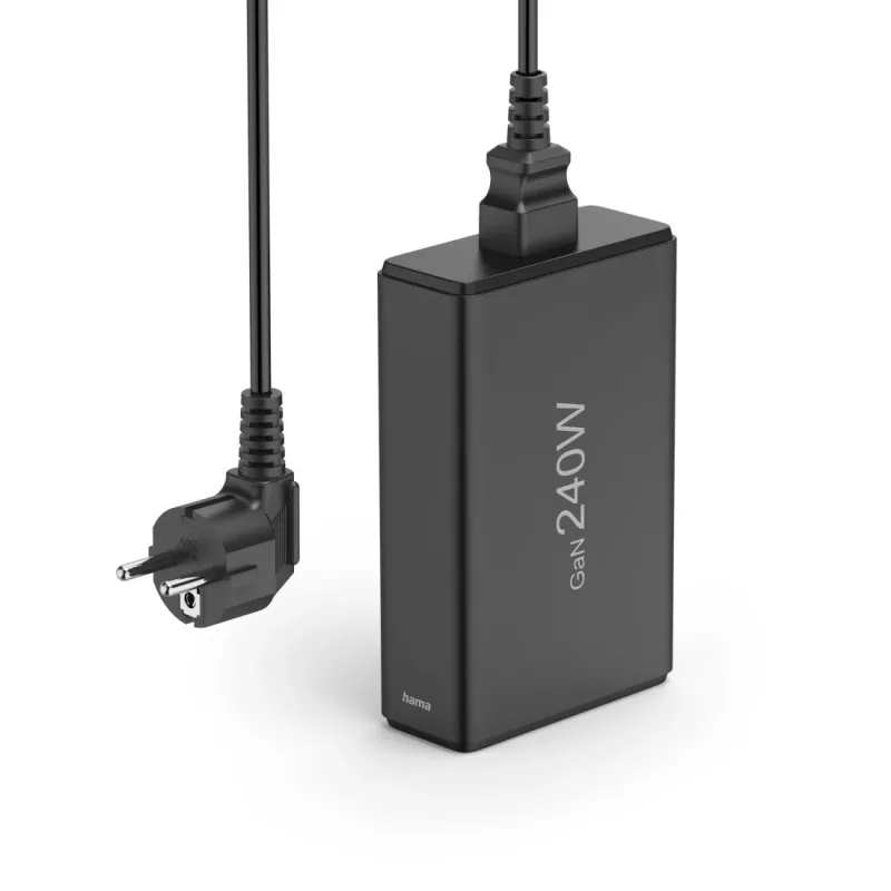 Nabíjacia stanica HAMA 201977, 240W celkom, 4× USB-C, 1× USB-A, čierna