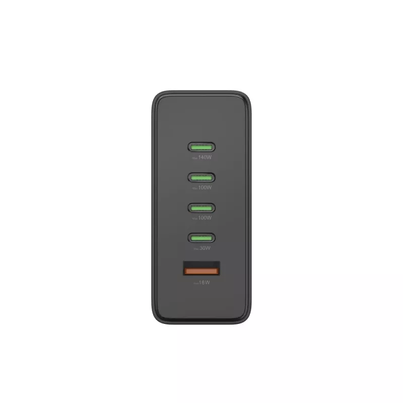 Nabíjacia stanica HAMA 201977, 240W celkom, 4× USB-C, 1× USB-A, čierna