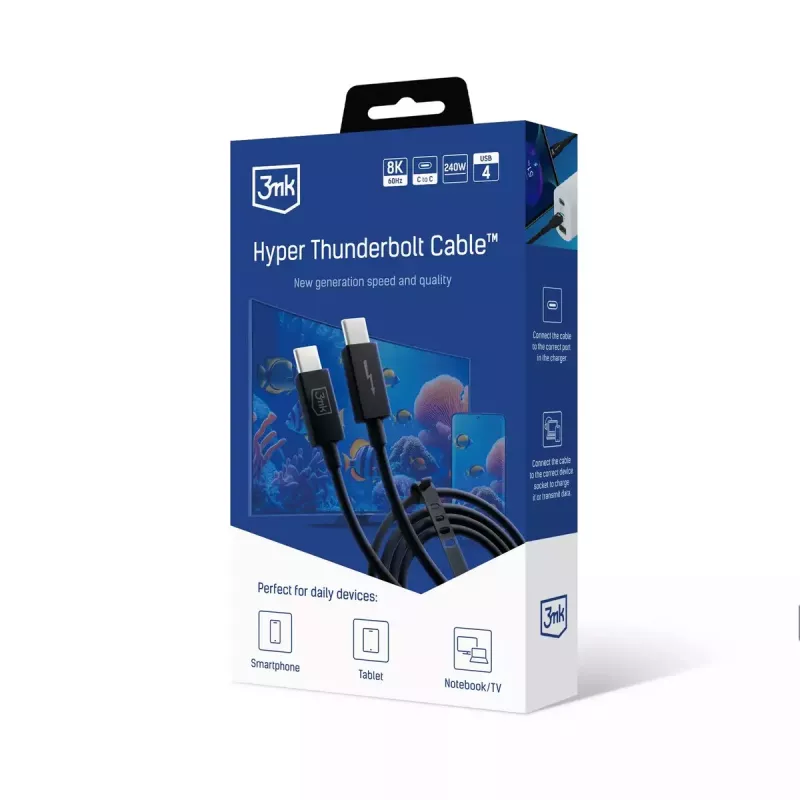 3mk Hyper Thunderbolt 4 Pro Kábel, 240 W, 1 m