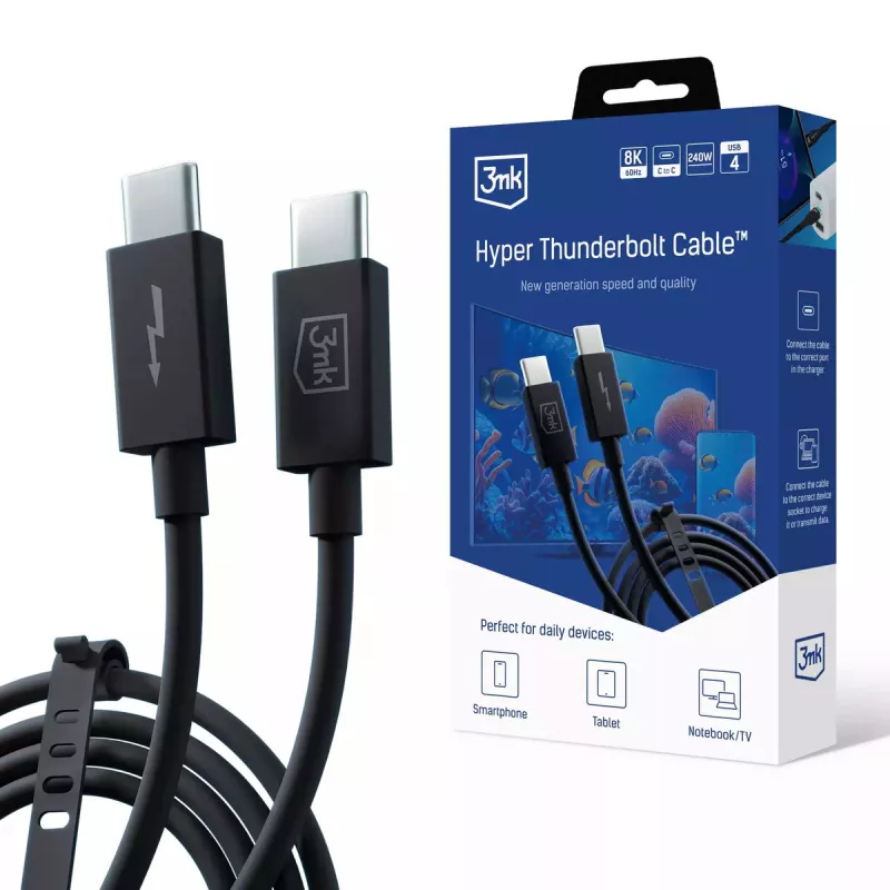 3mk Hyper Thunderbolt 4 Pro Kábel, 240 W, 1 m