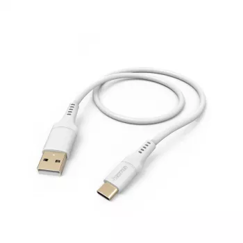 Hama flexibilný USB kábel USB 2.0 1,5 m USB A USB C biely