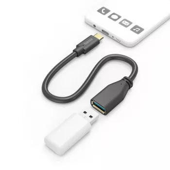Hama 00201605 USB kábel USB 3.2 Gen 1 (3.1 Gen 1) 0,15 m USB C USB A čierny