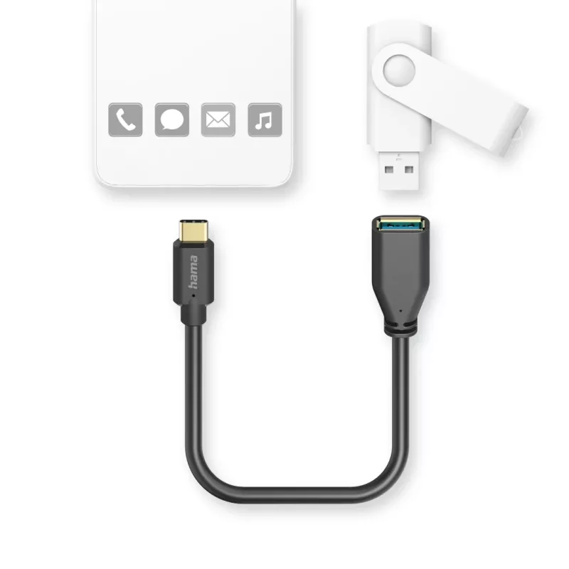 Hama 00201605 USB kábel USB 3.2 Gen 1 (3.1 Gen 1) 0,15 m USB C USB A čierny