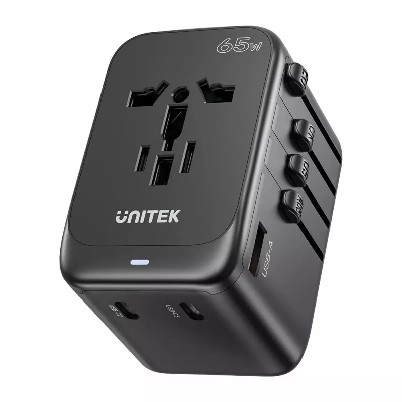 Cestovný adaptér UNITEK P1122ABK01 univerzálny čierny typ C G I