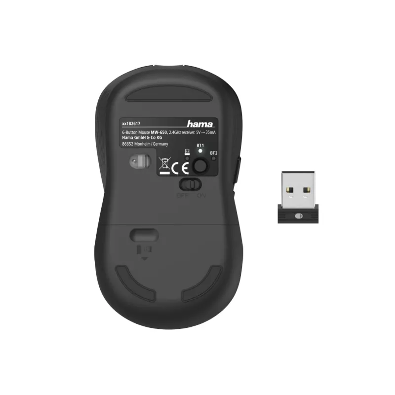 Hama MW-650 myš kancelárska praváci Bluetooth + USB Type-A optická 2400 DPI