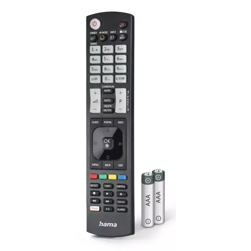 Hama 00221061 univerzálny IR diaľkový ovládač pre televízory LG, učiaci sa, podsvietené tlačidlá, čierny