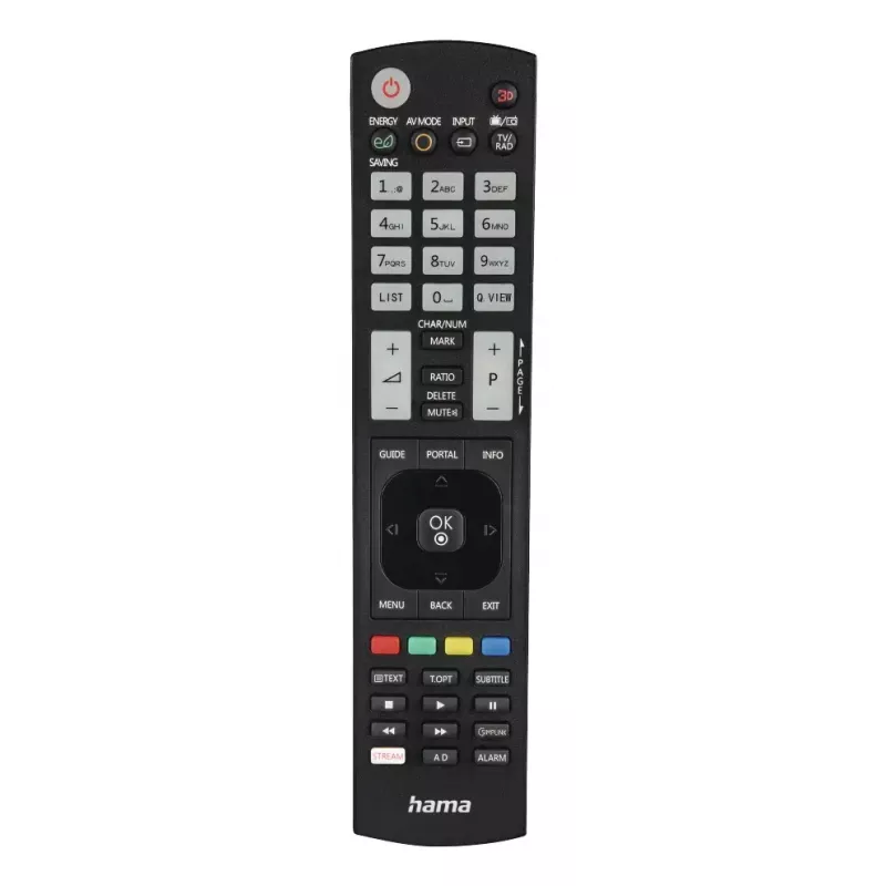 Hama 00221061 univerzálny IR diaľkový ovládač pre televízory LG, učiaci sa, podsvietené tlačidlá, čierny