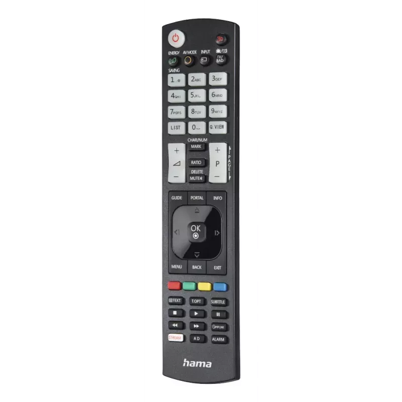 Hama 00221061 univerzálny IR diaľkový ovládač pre televízory LG, učiaci sa, podsvietené tlačidlá, čierny