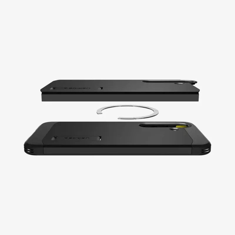 Spigen Galaxy S25 puzdro Tough Armor AI čierny kryt so stolovým stojanom