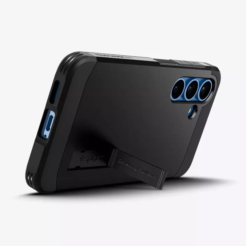 Spigen Galaxy S25 puzdro Tough Armor AI čierny kryt so stolovým stojanom