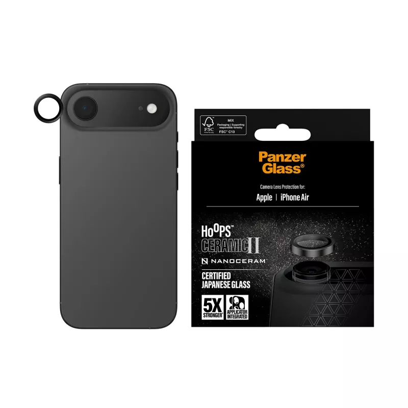 PanzerGlass Hoops Ceramic II ochrana kamery iPhone Air odolná proti poškriabaniu nárazom čierna