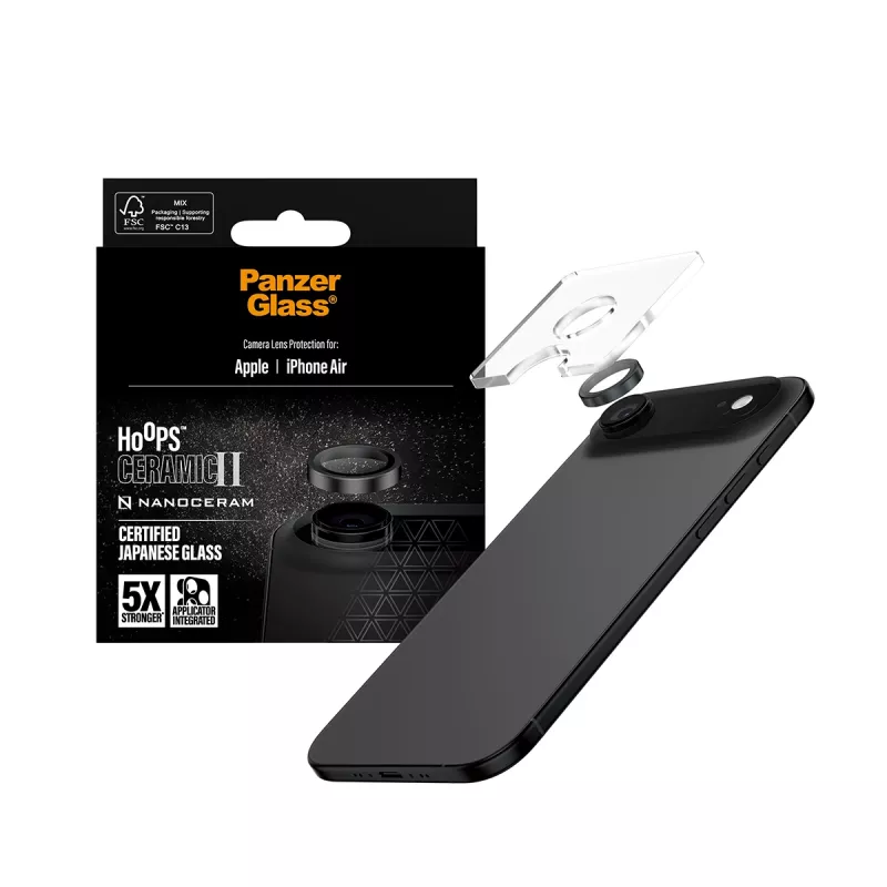 PanzerGlass Hoops Ceramic II ochrana kamery iPhone Air odolná proti poškriabaniu nárazom čierna