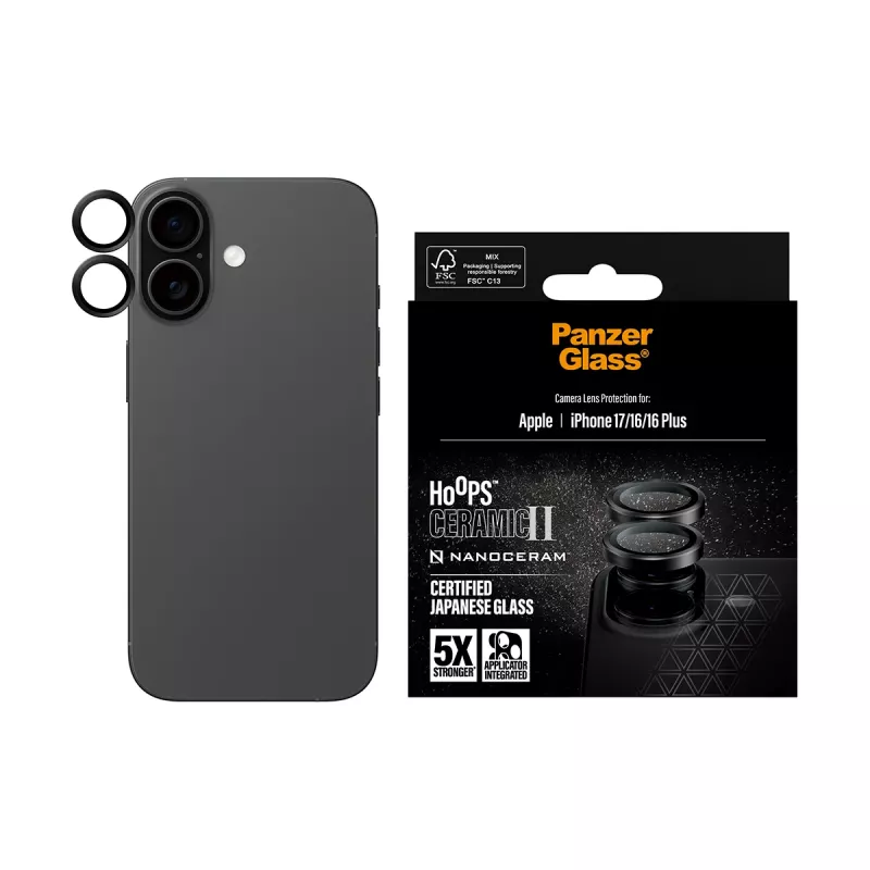 Ochrana kamery PanzerGlass Hoops keramika II pre iPhone 17 16 16 Plus odolná proti poškriabaniu nárazom