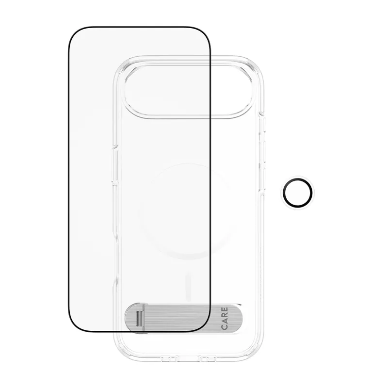 Ochranný set PanzerGlass CARE 3-in-1 Feature Kick pre iPhone Air — tvrdené sklo, PET, silikón, transparentný