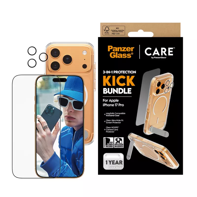 Ochranné puzdro PanzerGlass CARE Feature Kick 3w1 pre iPhone 17 Pro so skleneným krytom kamery