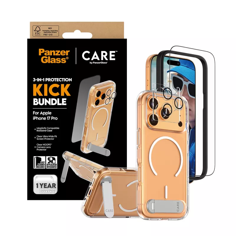 Ochranné puzdro PanzerGlass CARE Feature Kick 3w1 pre iPhone 17 Pro so skleneným krytom kamery