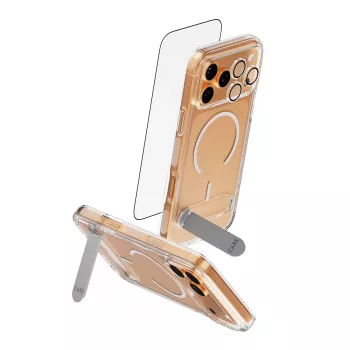 Set ochrany displeja a puzdra PanzerGlass CARE 3-in-1 Feature Kick pre iPhone 17 Pro Max — tvrdené sklo, PET, silikón, transparentný