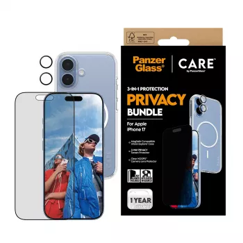 Ochranné puzdro PanzerGlass Case CARE pre iPhone 17 s ochranou súkromia, 3-in-1 funkcionalita