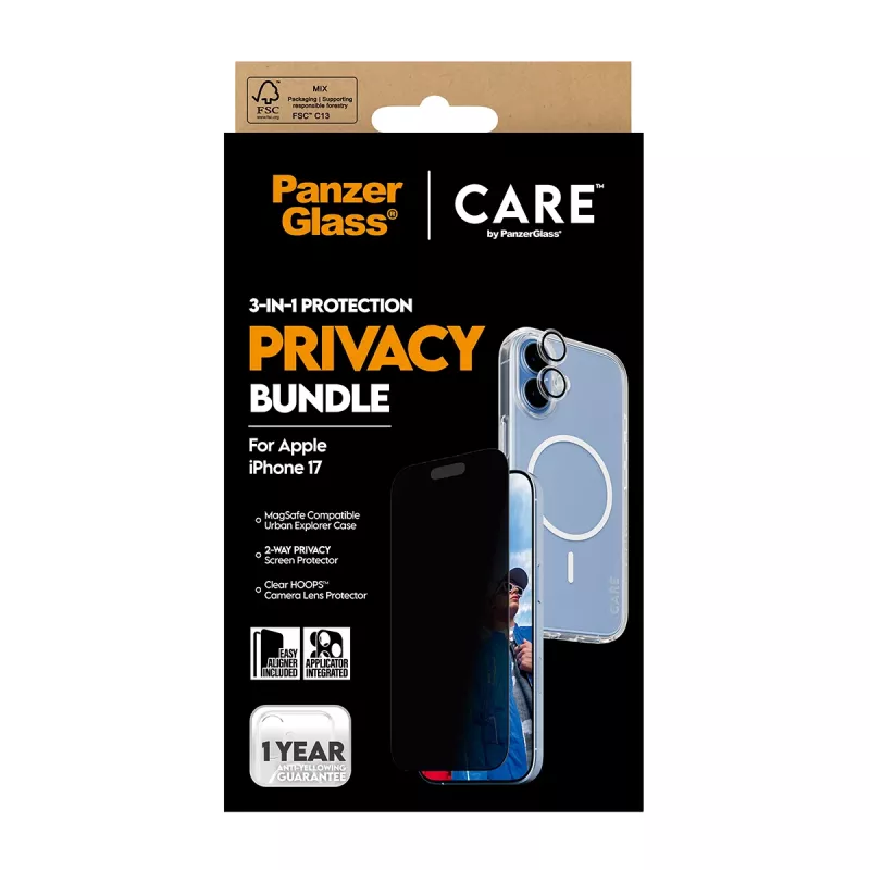 Ochranné puzdro PanzerGlass Case CARE pre iPhone 17 s ochranou súkromia, 3-in-1 funkcionalita