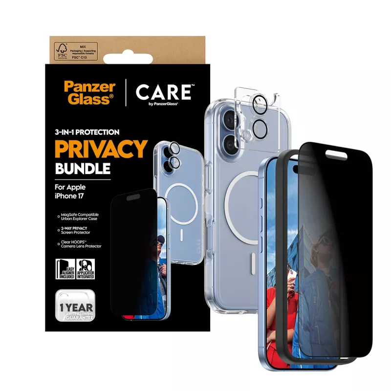 Ochranné puzdro PanzerGlass Case CARE pre iPhone 17 s ochranou súkromia, 3-in-1 funkcionalita