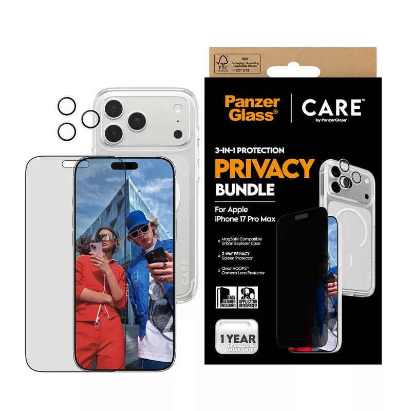PanzerGlass ® | CARE by ® 3-in-1 Flagship Privacy set iPhone 17 Pro Max
