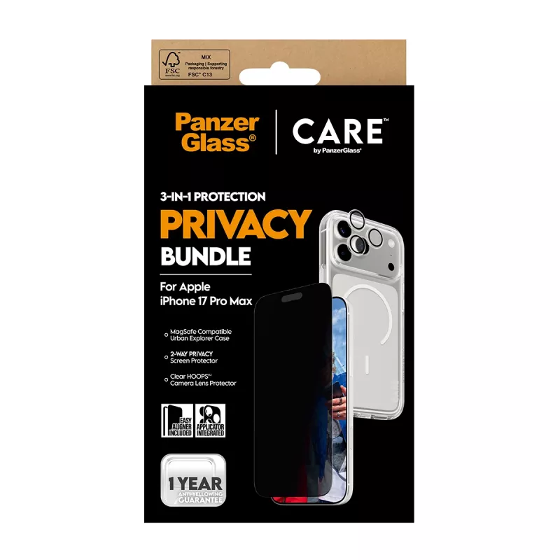 PanzerGlass ® | CARE by ® 3-in-1 Flagship Privacy set iPhone 17 Pro Max