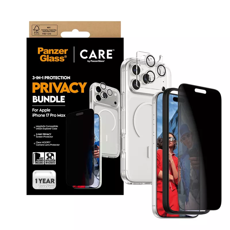 PanzerGlass ® | CARE by ® 3-in-1 Flagship Privacy set iPhone 17 Pro Max