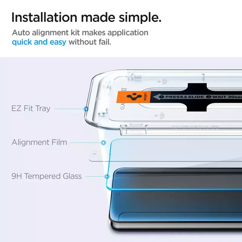 Glass Screen Protector Spigen Galaxy S24 prach odolný proti poškriabaniu